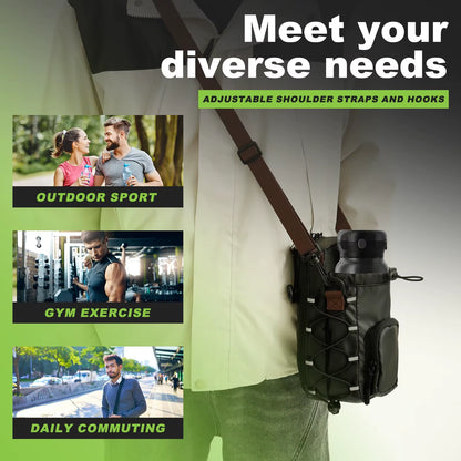 Magnetic Gym Sling Bag with Water Bottle Holder Gym Chest Pouch Gym Bottle Carrier Bag for Men Women Gym Accessories Organizer